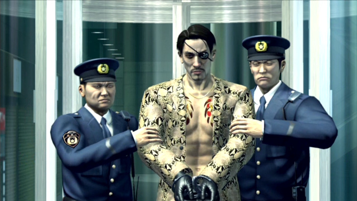 Goro Majima goes to jail. All he wanted to do was run a construction company. It's not fair.